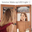 Armoire-penderie pour armoire à bijoux en bois massif avec miroir pleine longueur, 47,5 x 14,3 po, verrouillable au mur avec lumière DEL-118504577