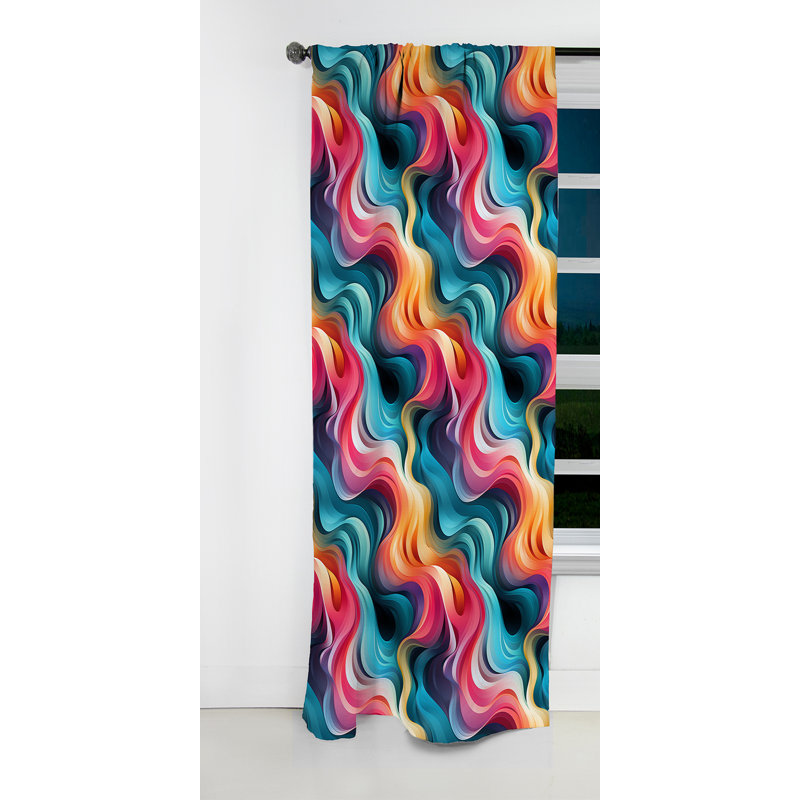 Toile colorée colorée Popart Groovy Gradient - Rideau occultant géométrique abstrait - 1 panneau, L 52 po x L 90 po