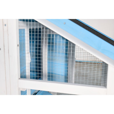 Blue 76" With Natural Environment, Outdoor Play Space, Removable Tray, Indoor And Use Wooden Rabbit Waterproof Roof, Area, Living
