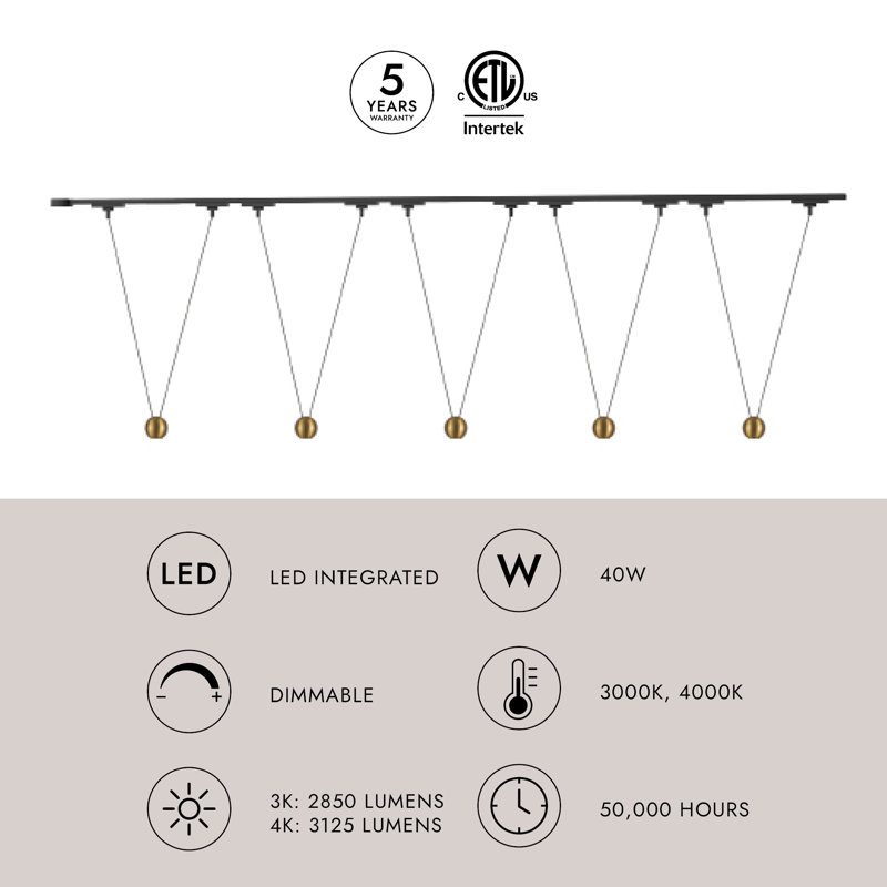 Faria Double 81-in Gold dimmable LED Trilo Ceiling Kit, Brushed Gold