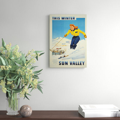 Ski Travel Vintage Advertisement on Canvas - Wrapped Canvas