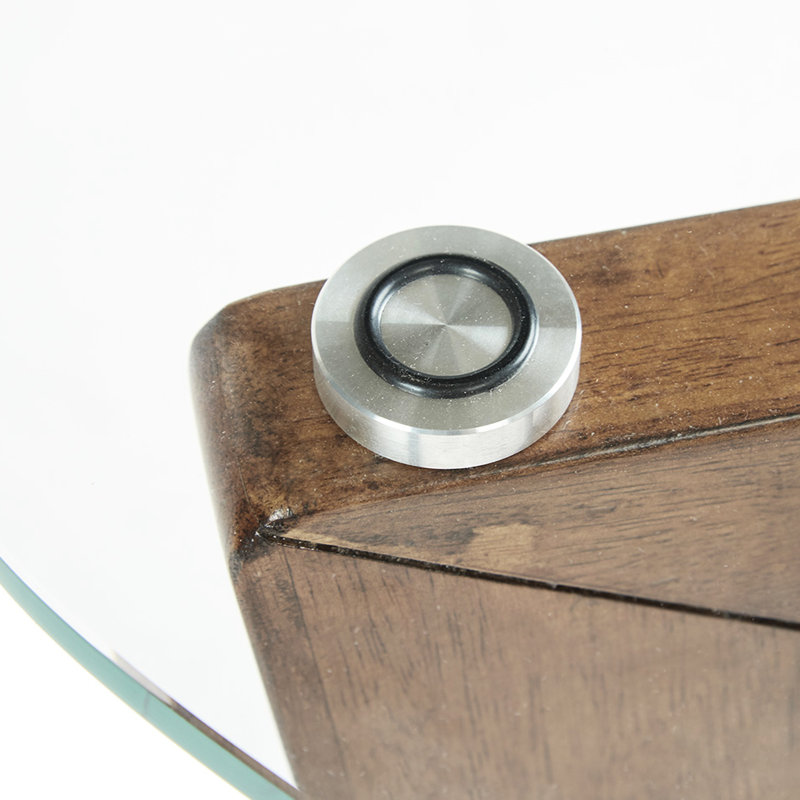 Table basse en bois de pacanier 28 po avec verre moderne l 42 po