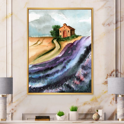 Champ de lavande avec une petite maison - peinture sur toile