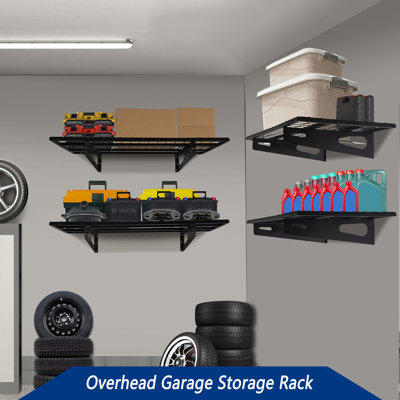 2Pack 15X3ft Garage Shelving 177InchBy358Inch Wall Shelf Garage Storage Rack Wall Mounted Floating ShelvesBlack