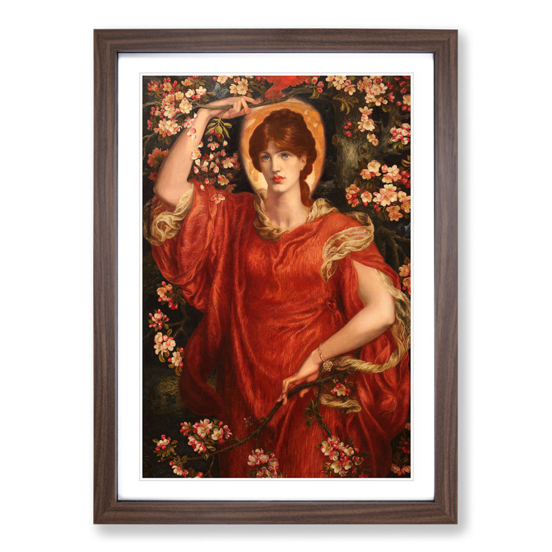 A Vision of Fiammetta by Dante Gabriel Rossetti - Picture Frame Painting, Walnut Framed, 36cm H x 27cm W x 2cm D