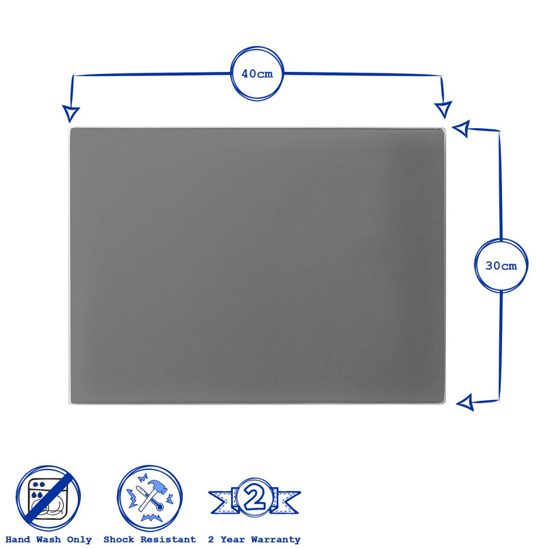 Harbour Housewares - Glass Placemats - 40cm x 30cm - Set of 6, Red