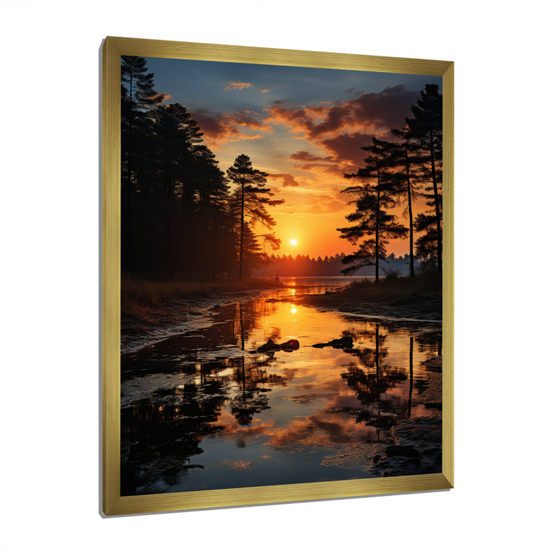 «Umashik Sunrise Tranquility», reproduction sur toile, Encadrement doré, H 32 po x l 24 po x P 1 po