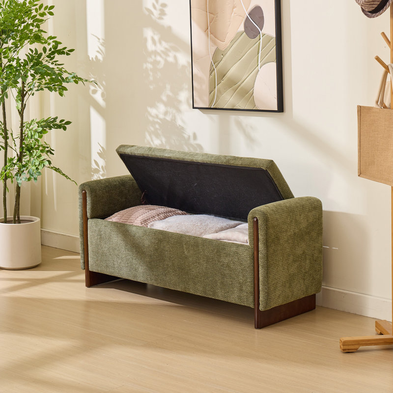 Banc de rangement moderne avec base en bois massif, banc d'entrée élégant pour le rangement de chaussures, les sièges de chambre à coucher et l'organisation à la maison