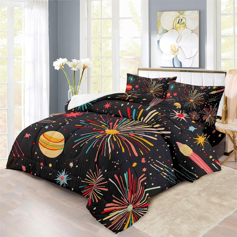 New Year Firework Print Bed Sets