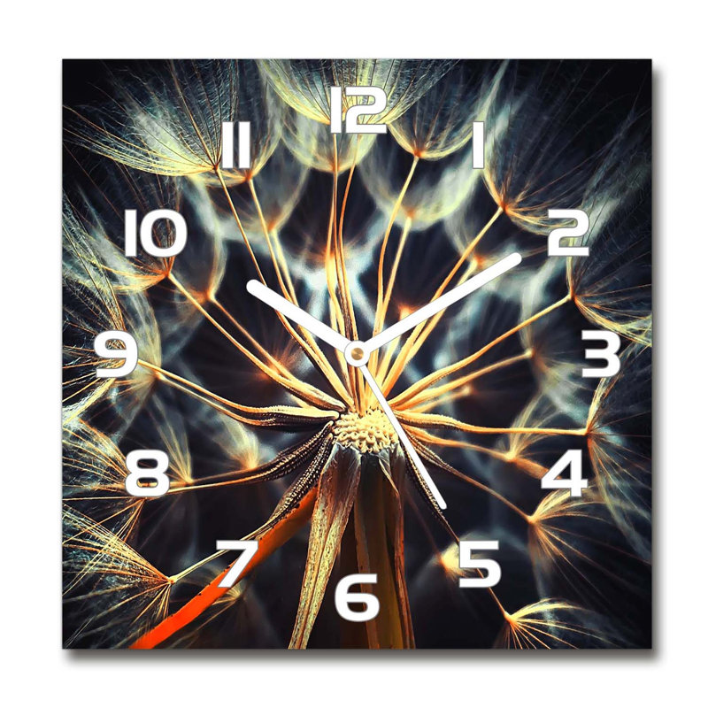 Glass Wall Clock, White/Black/Orange