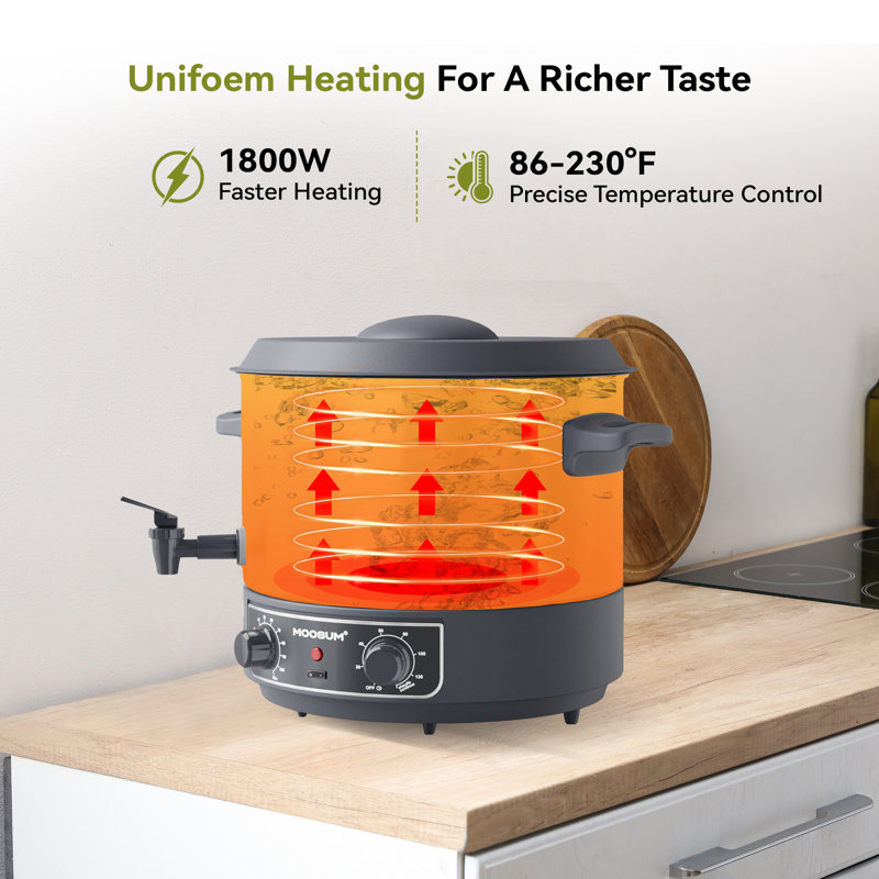 19 QT Electric Automatic Water Bath Canner With Rack and Lid, Temperature Control 86-212 °F, Timer 20-120 Min, Keep Warm Function, Overheating Protection
