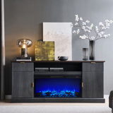 70 inch TV stand with grooved fireplace, adjustable and equipped with drawers, featuring overheat safety protection device