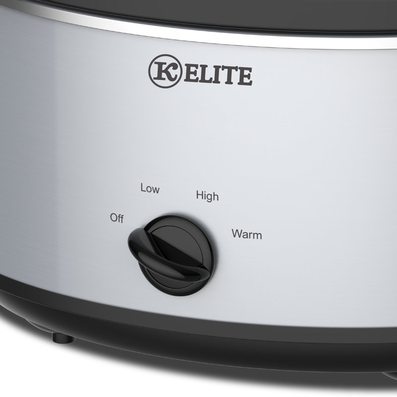 Kitchen Elite 6 Qt Slow Cooker, Stainless Steel Ceramic Crock Pot with Glass Lid