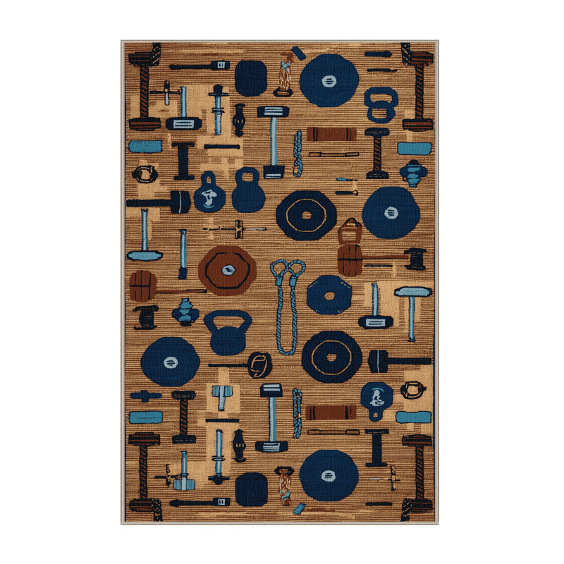  Washable CrossFit Sports Area Rug, Rectangle 5 pi x 7 pi