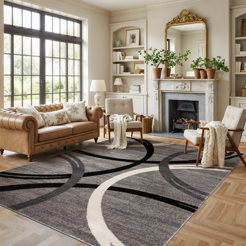 Tapis à motif géométrique Arnaldur, Gris, Rectangle 7 pi 10 po x 10 pi 2 po