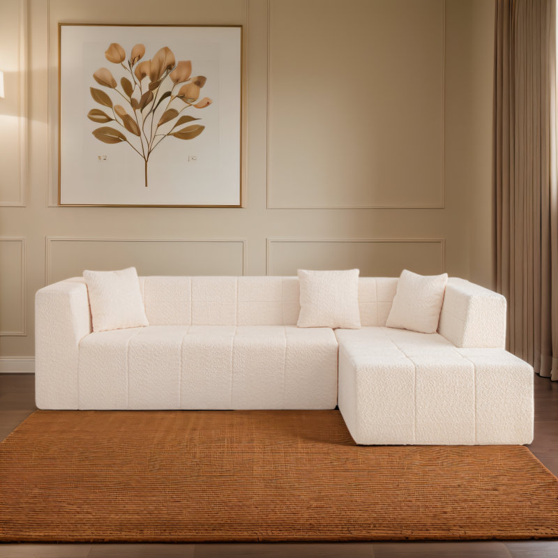 Canapé en tissu 104,9 po, Tissu beige