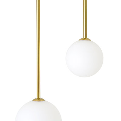 2 - Light Modern Linear Frosted Glass Globe Drop Semi Flush Mount