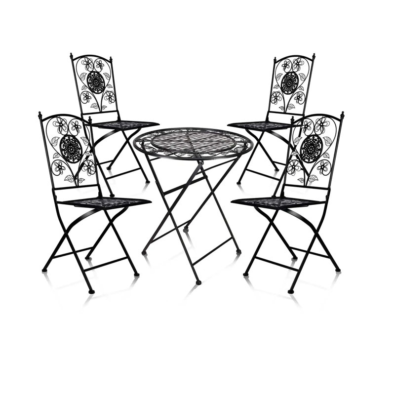 Ensemble bistro 28 "et 4 chaises Barcelona par Chivari, Noir mat rustique