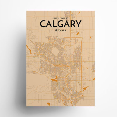 «Calgary City Map», impression rétro
