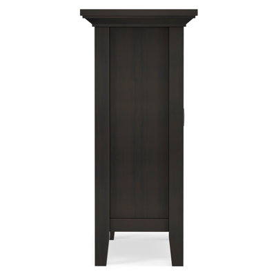 Redmond 32"W Solid Wood Transitional Low Storage Cabinet with Adjustable Shelves and Crown-Edged Top