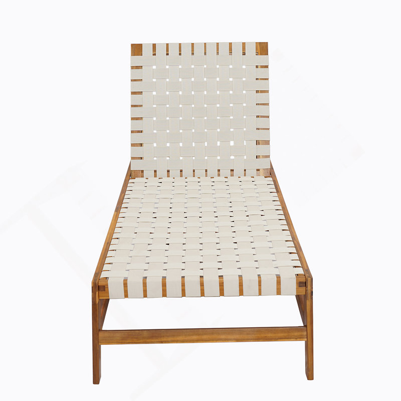 Outdoor Rope Chaise Lounge, White/Teak