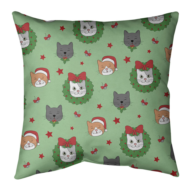 Coussin de noël, 20 po x 20 po, Vert / paillettes rouges