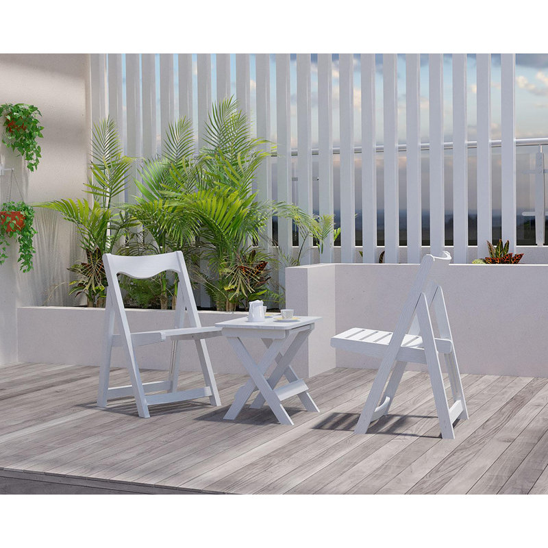 HIPS Foldable Small Table And Chair Set With 2 Chairs And Rectangular Table  White