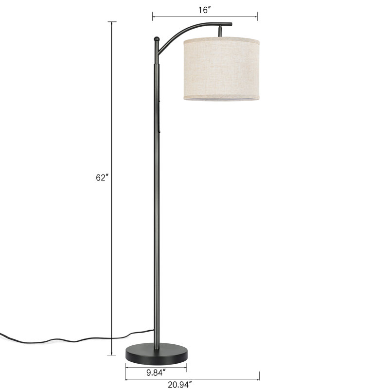 Lampe sur pied arquée 63 po Rhuben avec fonction de minuterie tactile et télécommande