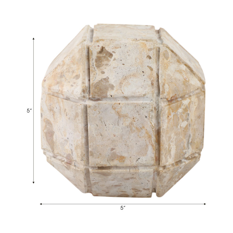 Grande sphère en marbre beige Hershman Pompano, H 5 po x l 5 po x P 5 po
