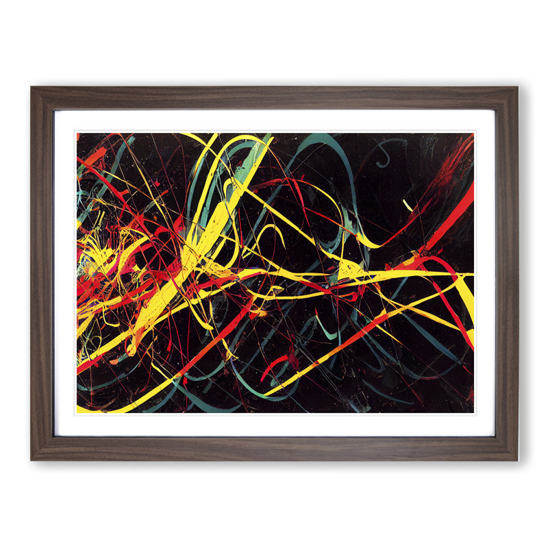 XH1022-6100X Modern Graffiti Art Abstract 1 Piece Single Picture Frame Wall Art, 46cm H x 64cm W, Walnut