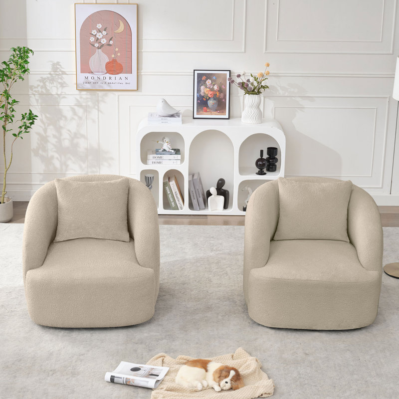 Fauteuil pivotant rembourré 34,2 po, Mélange de polyester brun clair