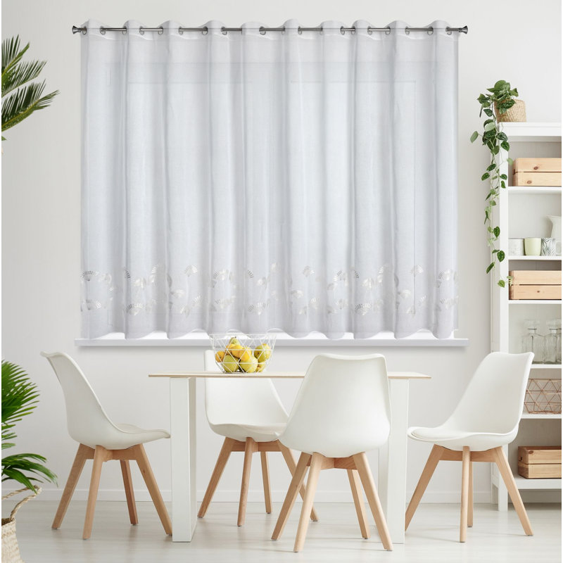 Sugarbush Eyelet Sheer Curtain, White/Silver, 150cm H x 300cm W