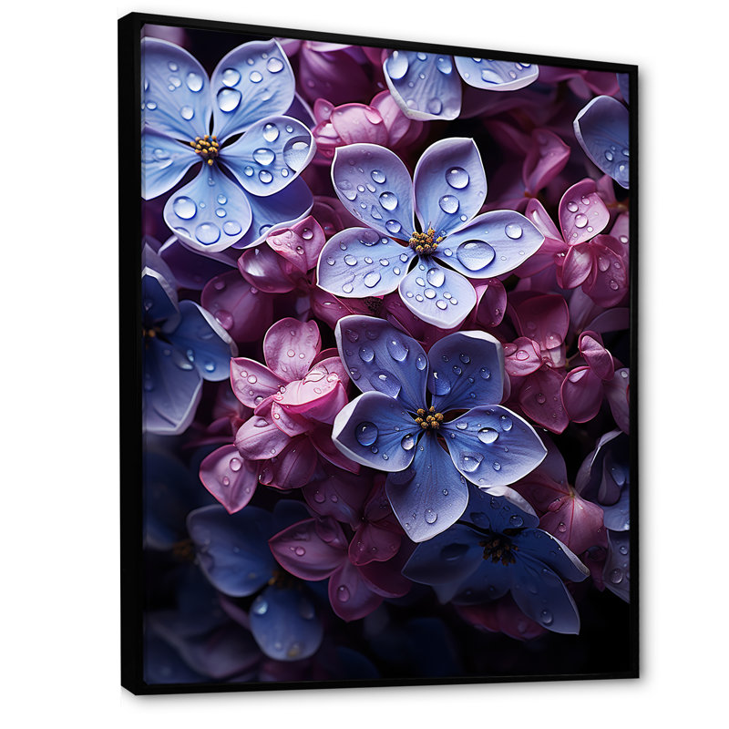 Lilas clair de lune chuchotant charme - lilas mur art salon, Cadre flottant noir, H 20 po x l 12 po x P 1 po