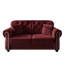 Velours de style Mid-Century bourgogne de 63 po à 2 places, style, garniture cloutée, roulé, boutons, coussins, revêtement en bois et coussin, printemps