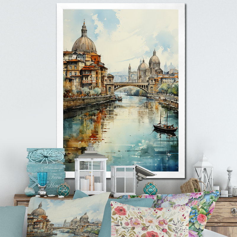 «USA City Of Bridges Architectural View I», reproduction d'art sur toile, Cadre simple blanc, H 40 po x l 30 po x P 1,5 po