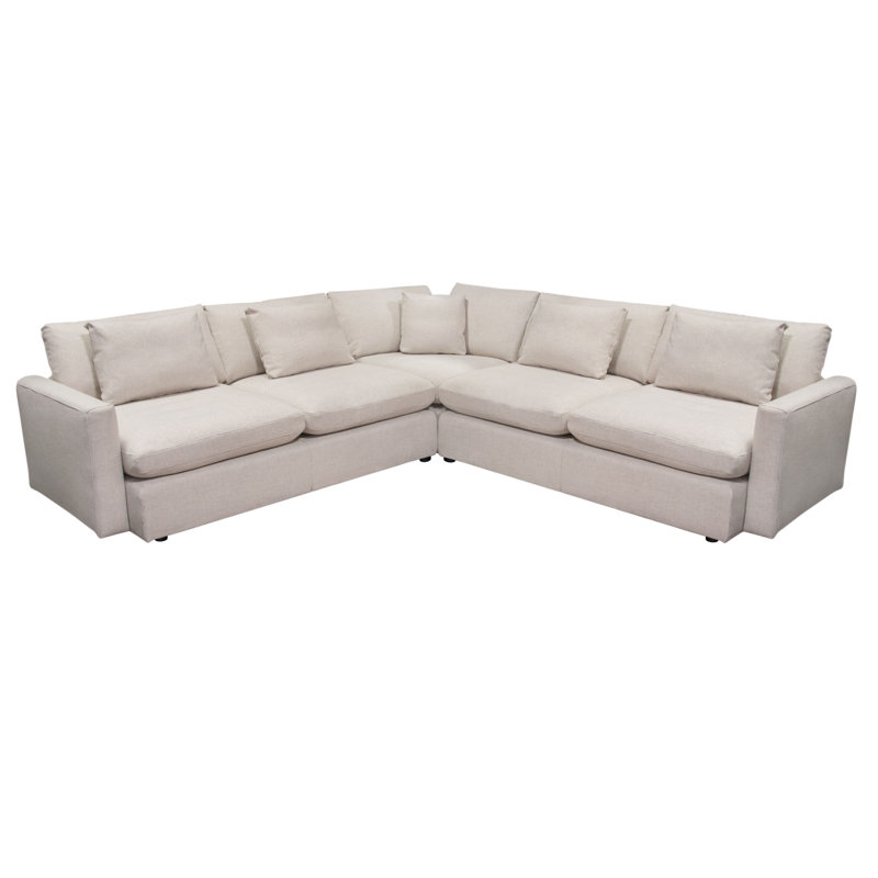 Arcadia Symmetrical L-Shaped Gray Fabric Sectional Sofa