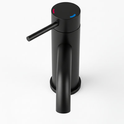 Robinet de lavabo de salle de bain à poignée simple - Acier inoxydable noir mat - Conception, cartouche de rouille, finition égratignée, lavabo des lignes d’alimentation en construction, finition en nickel brossé en céramique à contrôle doux pour longtemps