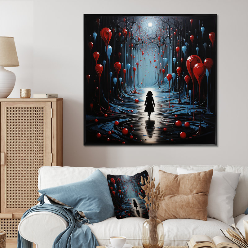 Fantaisie d'Alices, voyage au pays des merveilles III - Art mural fantastique, Cadre flottant noir, 16" H x 16" W