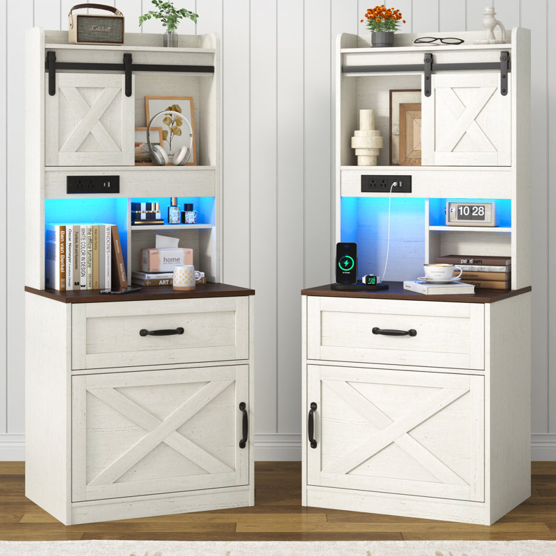 Ensemble de 2 tables de chevet Farmhouse, Blanc