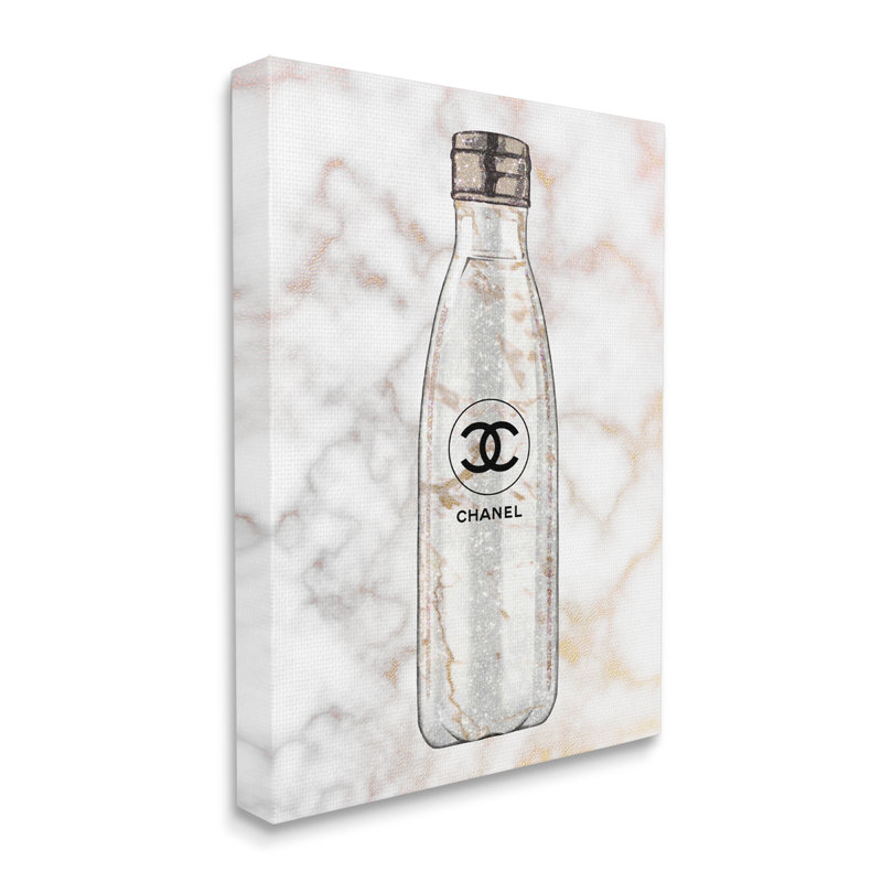 Bouteille d'eau Glam Fashion sur marbre, H 20 po x l 16 po, Toile tendue