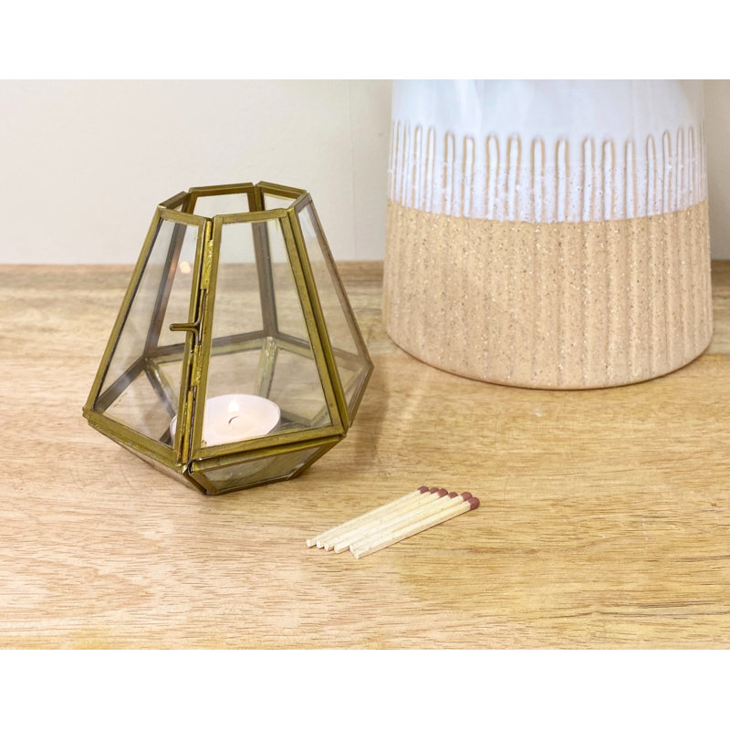 Glass Tabletop Tealight Holder, 10 cm H x 10 cm W x 10 cm D