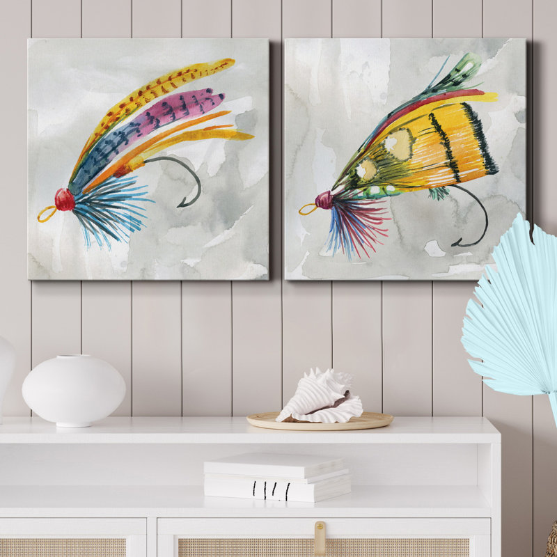 «Fly Hook III», ensemble de 2 reproductions d'art sur toiles tendues, H 10 po x l 10 po x P 1,25 po