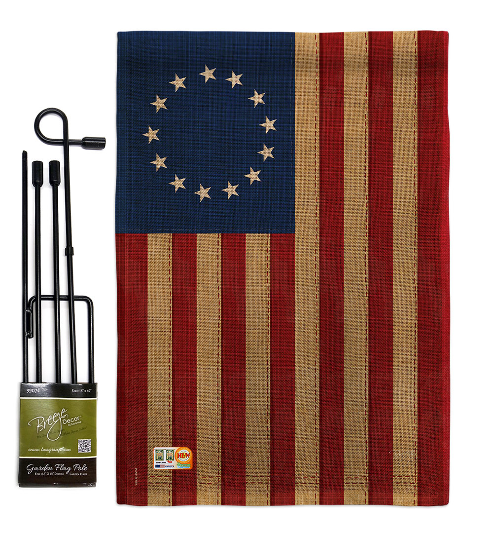 Double Sided 18.5'' H x 13'' W Burlap Flag Set Breeze Decor