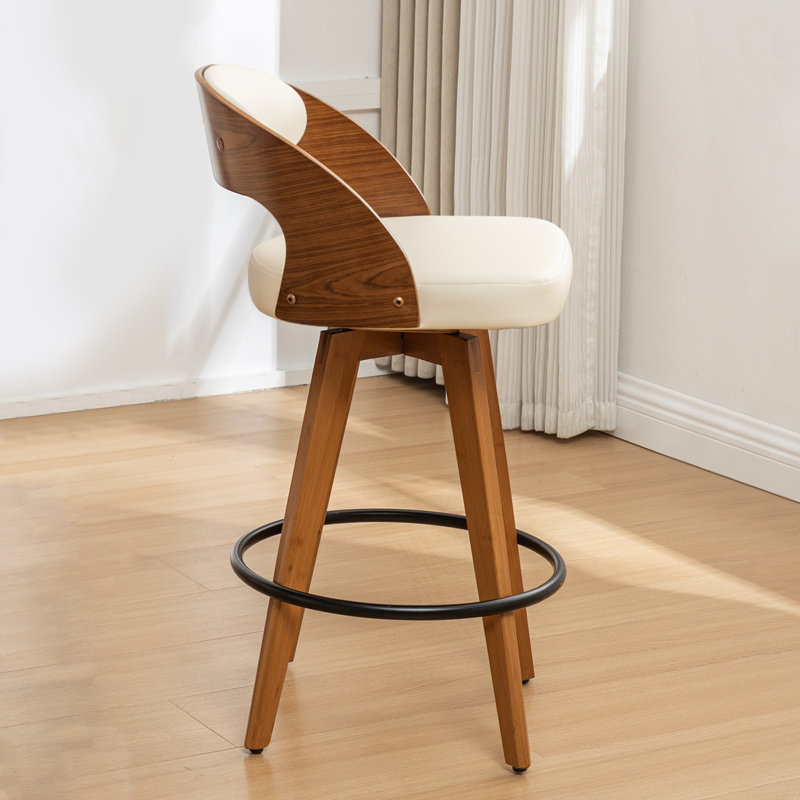 Colley Modern Swivel Bar Stool, Bar Stool (76.2cm Seat Height), Beige