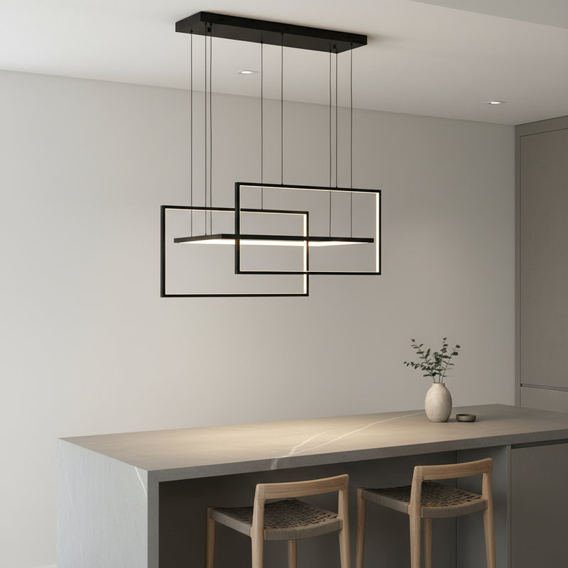 Jamorris 3-Light Modern Chandelier LED Kitchen Island with Remote Control 54 Inches, 21.7" H x 53.9" W x 16" D