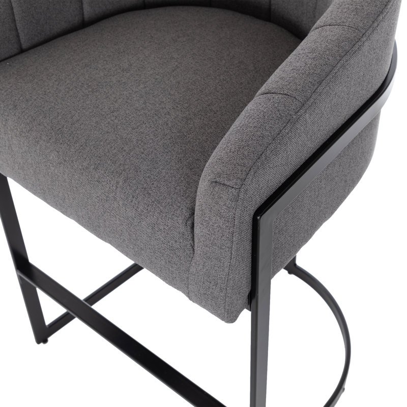 Tabourets de bar rembourrés et capitonnés Modern, Gris