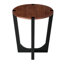 Table d'appoint ronde en bois massif d'acacia brun de 26 po de hauteur, table de chevet à pieds croisés en MDF noir et support de verdure en bois massif naturel