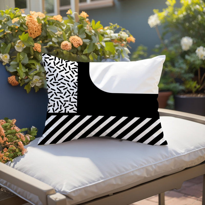 Oreiller rectangulaire réversible intérieur / extérieur Jazzo, Rectangulaire H 14 po x l 20 po, Noir