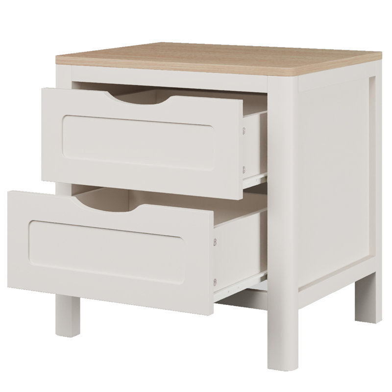 Table de chevet pour adolescent Abra 19,68 po L à 2 tiroirs, bicolore, sans poignée, en forme de croissant avec coins arrondis