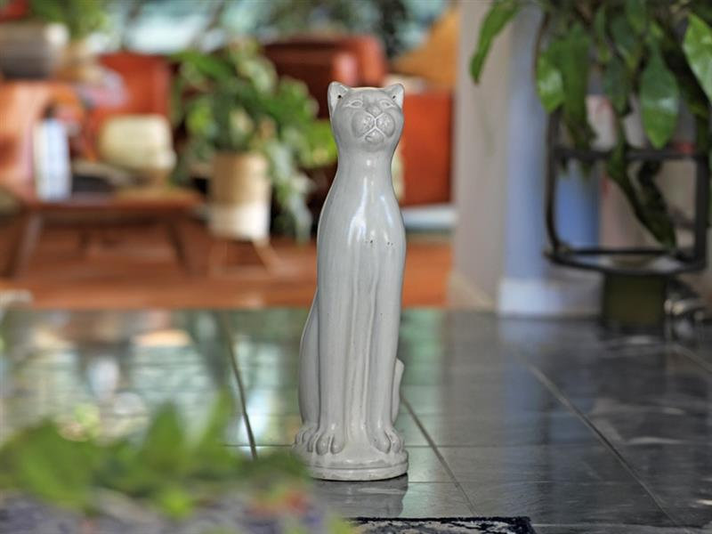 PLANTatorEM chat debout (blanc) - Céramique cuite à la main, Blanc